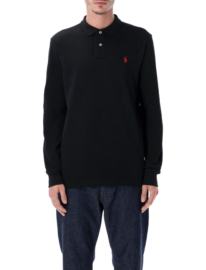 Polo Ralph Lauren long-sleeve cotton piqué shirt custom slim-fit Black Tshirt