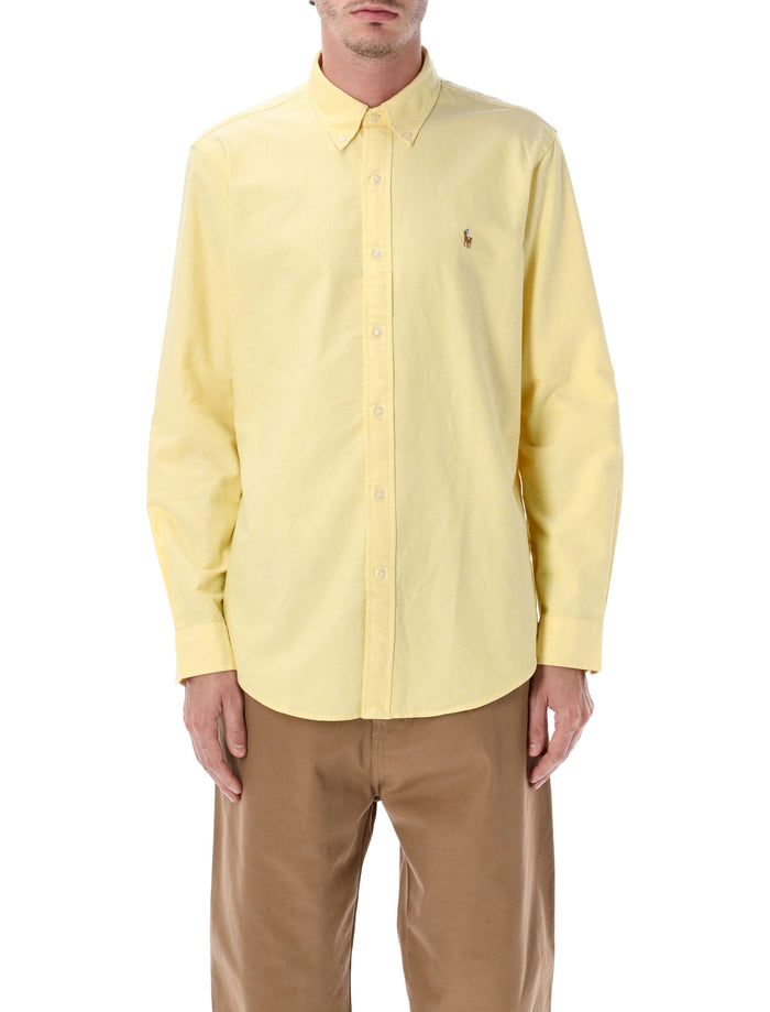Iconic Custom Fit Oxford Shirt Yellow Cotton