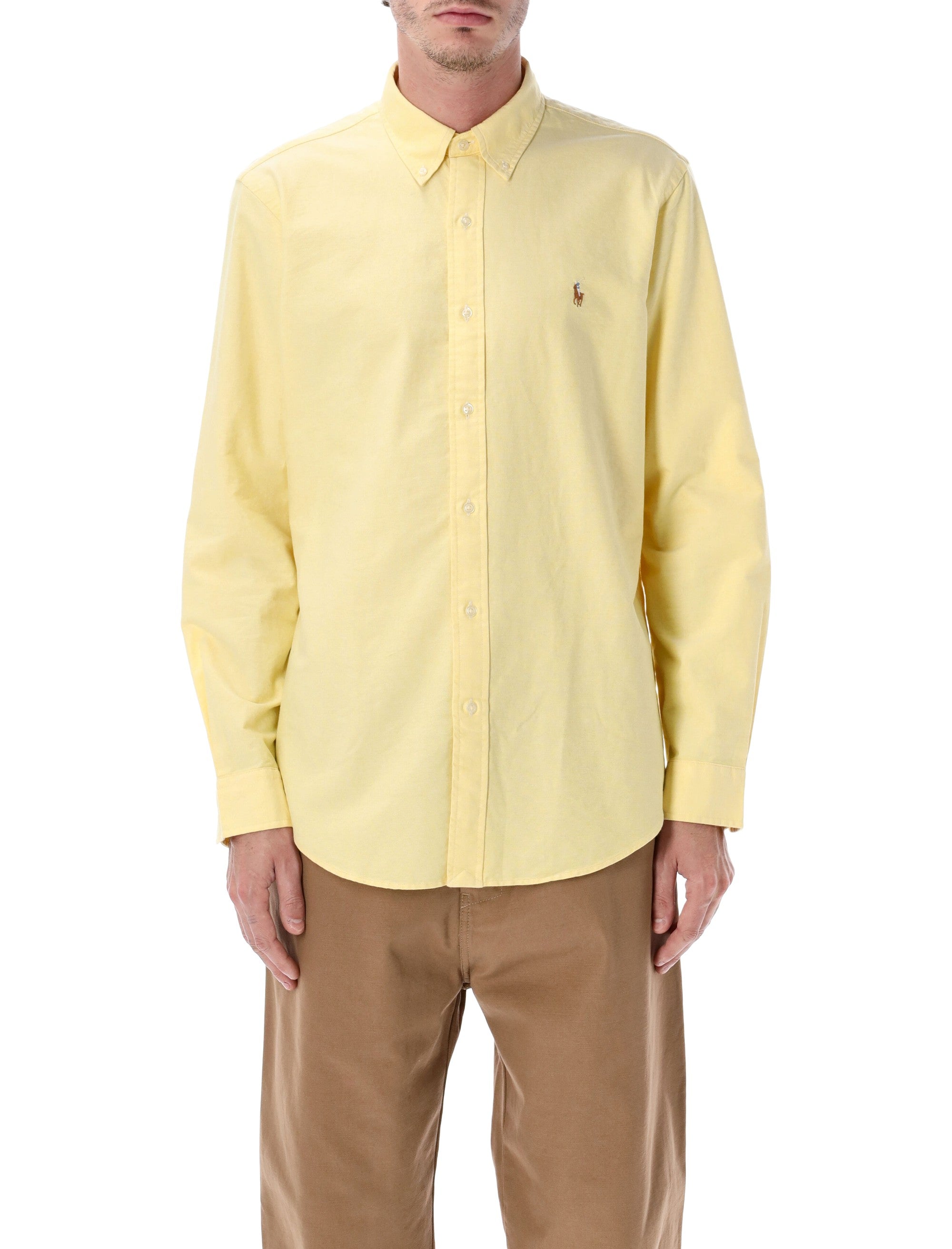 Iconic Custom Fit Oxford Shirt Yellow Cotton