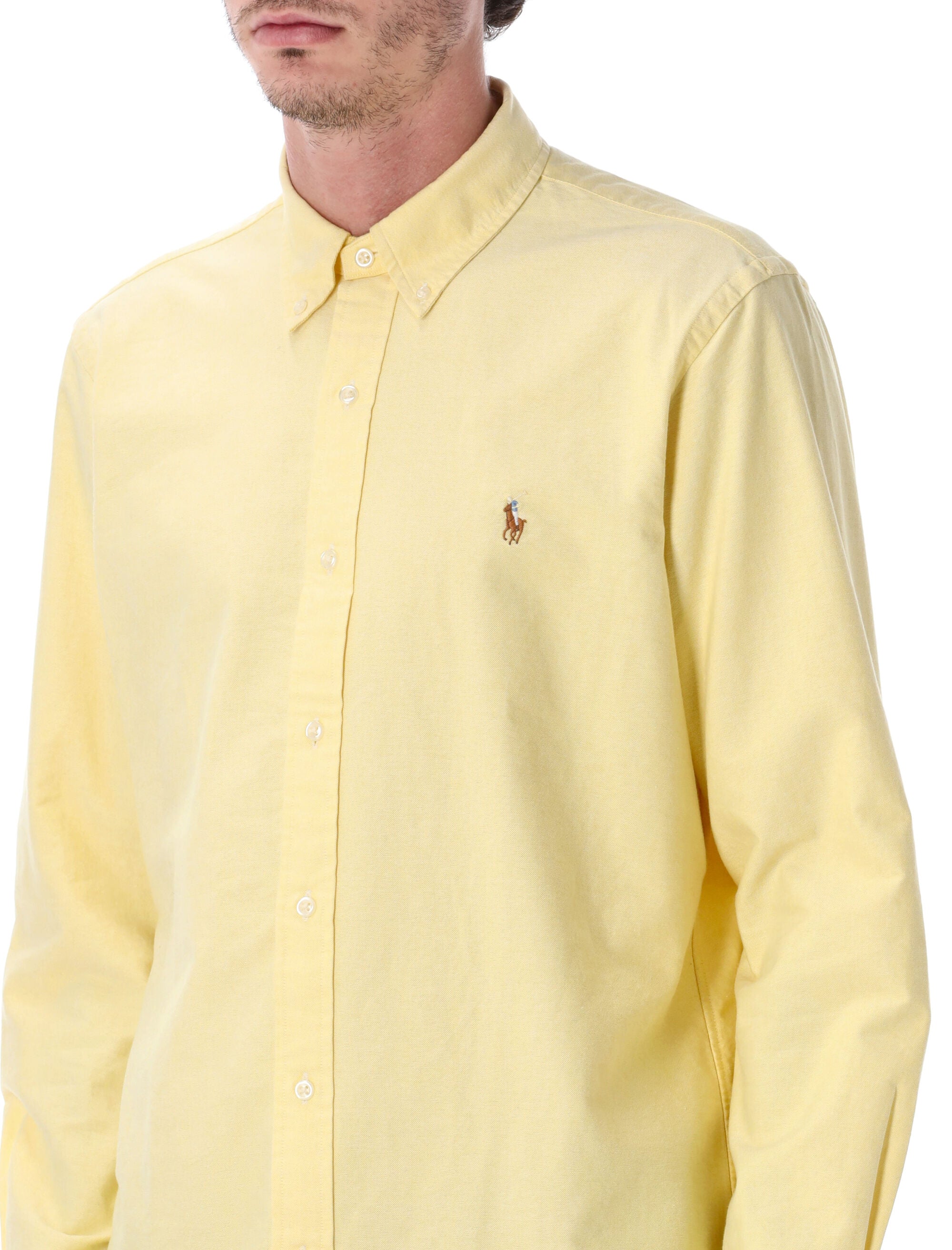 Iconic Custom Fit Oxford Shirt Yellow Cotton
