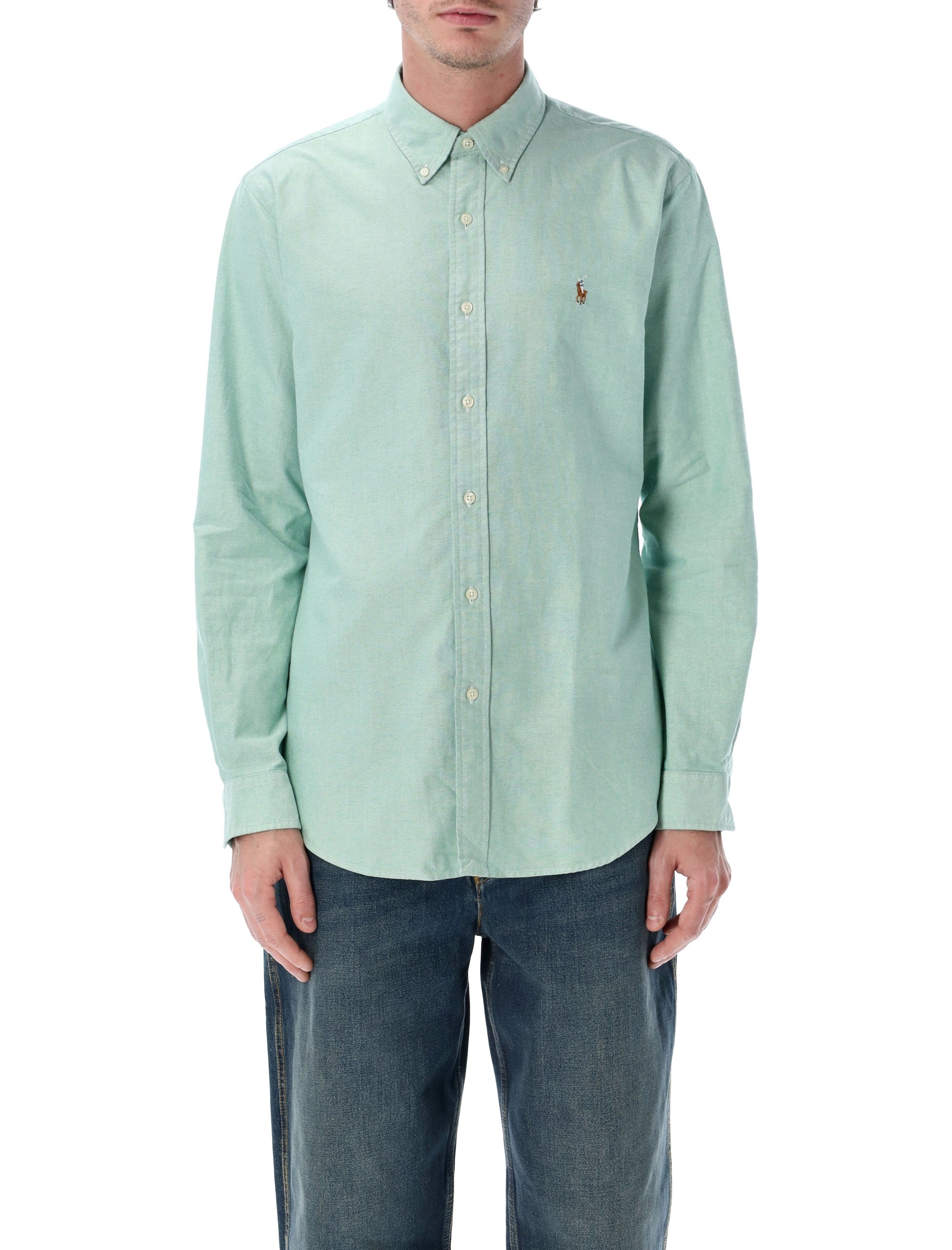 Iconic Custom Fit Oxford Shirt Cruise Green Cotton