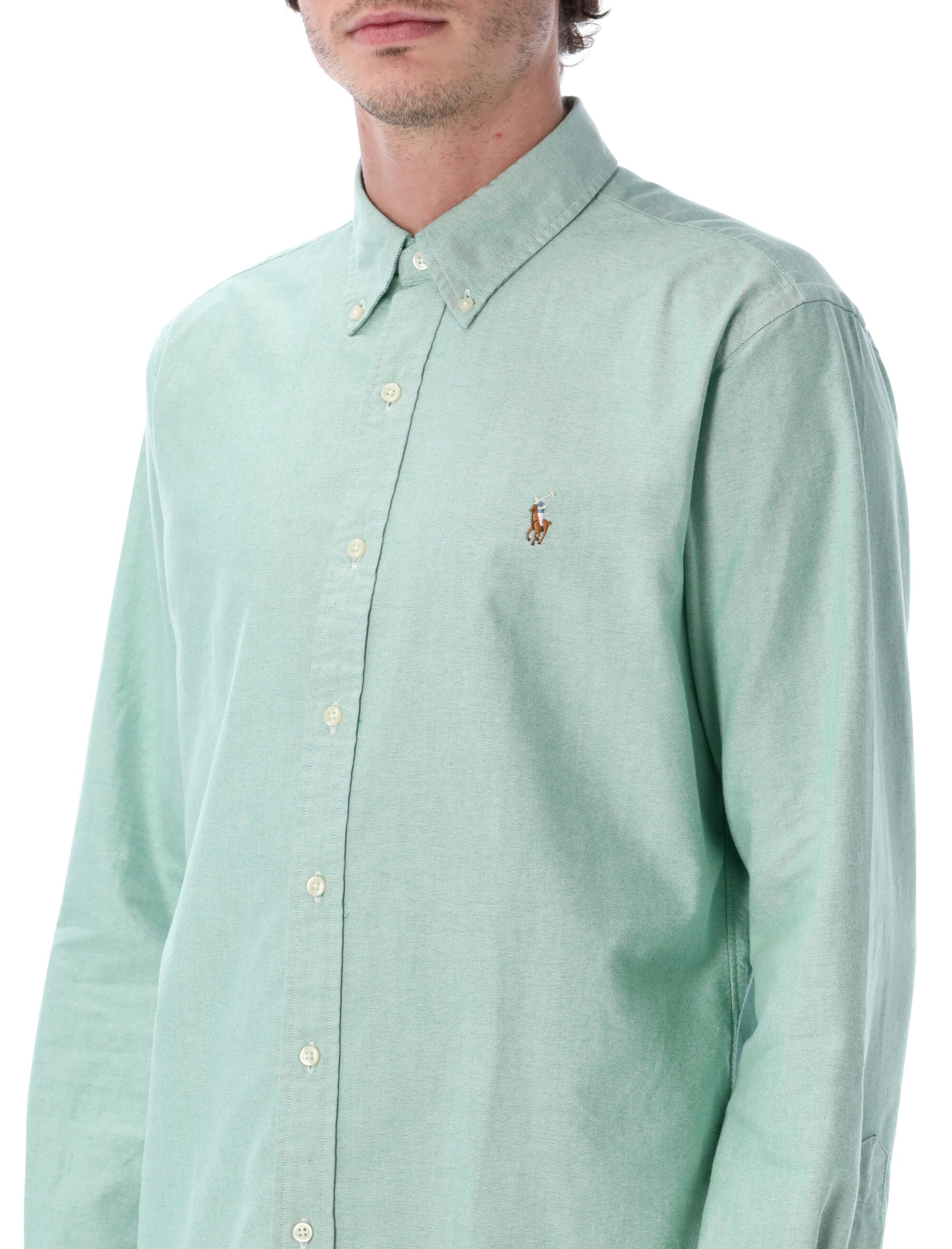 Iconic Custom Fit Oxford Shirt Cruise Green Cotton