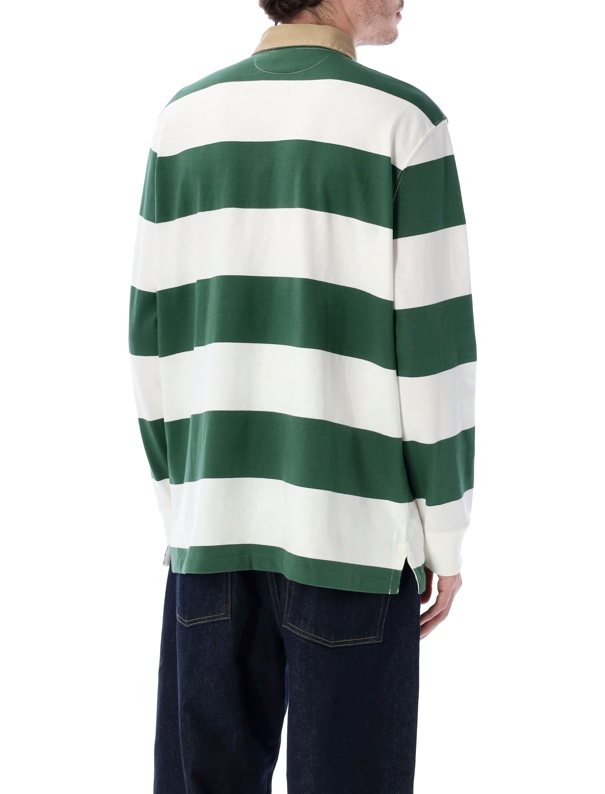 Polo Ralph Lauren classic fit khaki-collar Rugby shirt Grass Green Cotton T-shirt