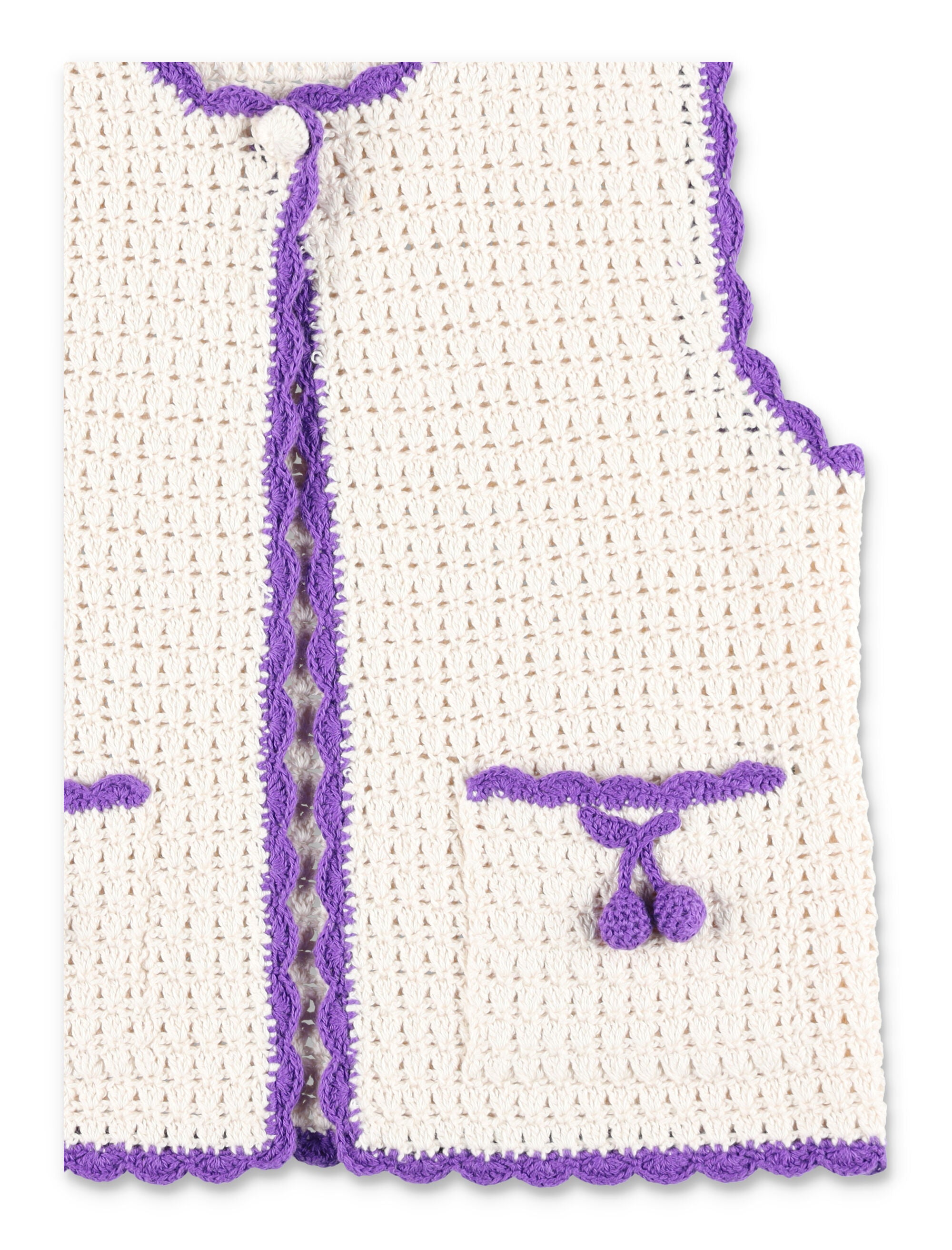 Bonpoint Laila hand-crocheted cotton cardigan Ecru Vest