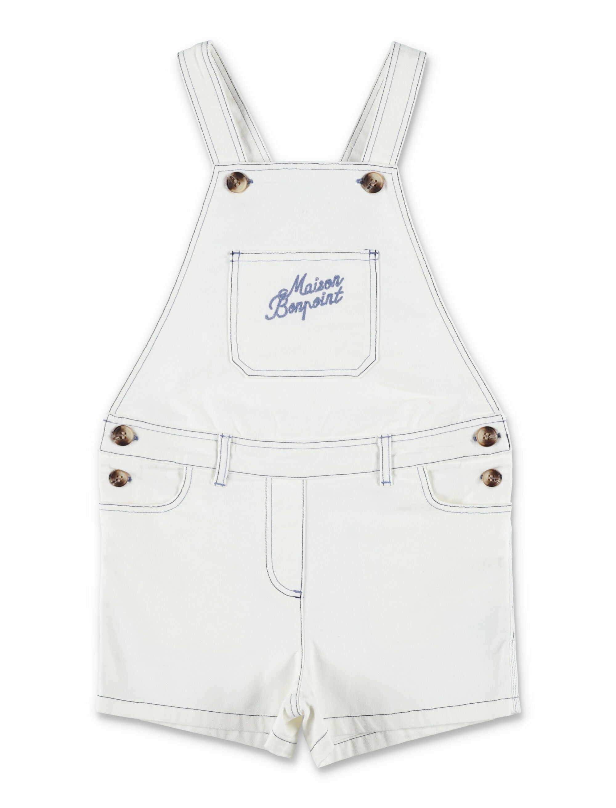 Bonpoint Laga organic cotton short overalls Ecru Jumpsuit