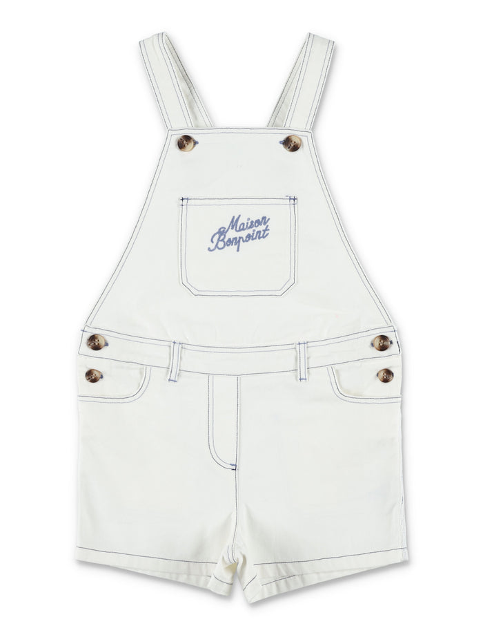 Bonpoint Laga organic cotton short overalls Ecru Jumpsuit