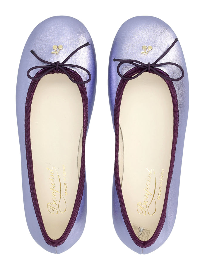 Bonpoint Lisa iridescent leather ballerinas Lilac Sheepskin Insole Flat Shoes