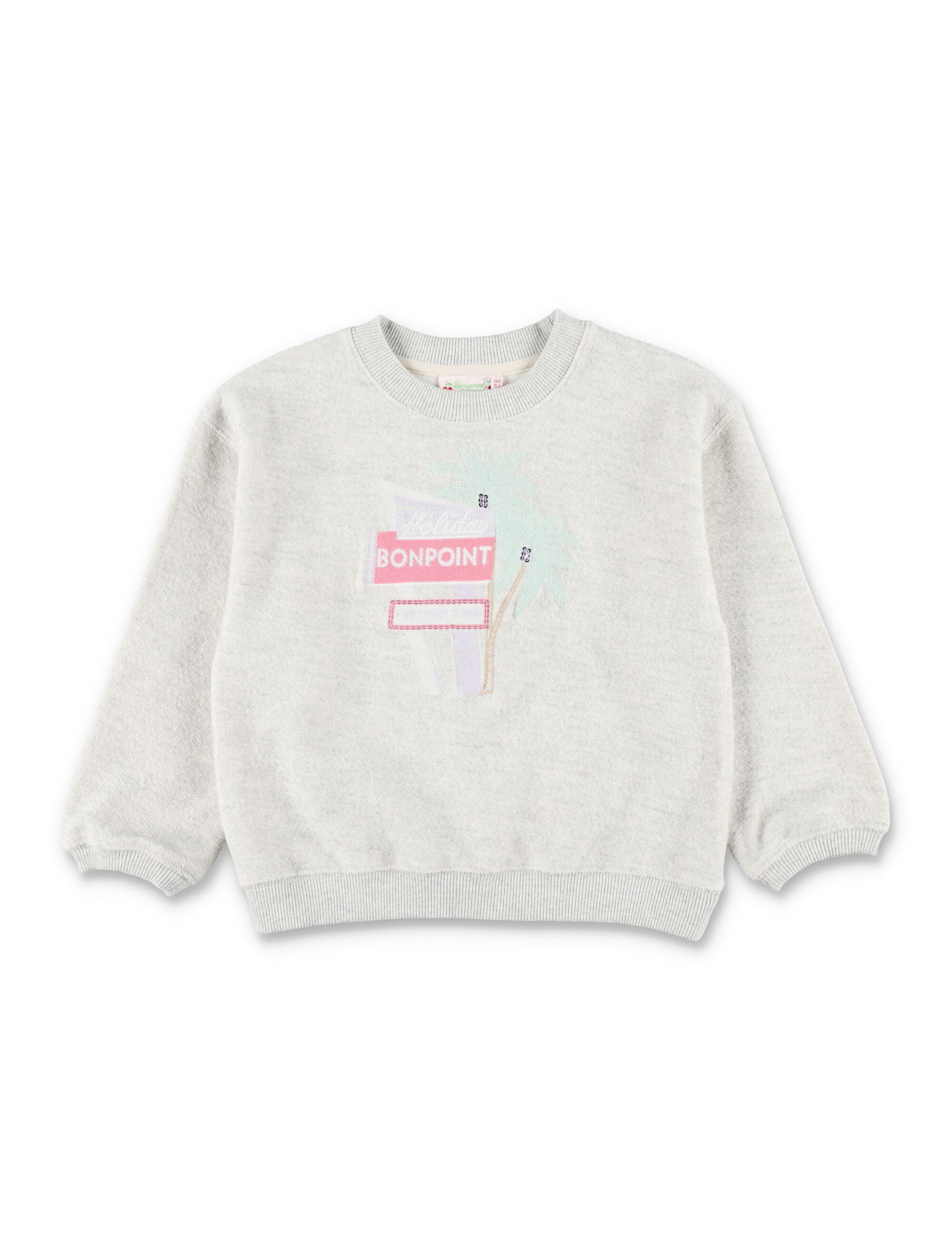 Bonpoint Tayla embroidered Holiday sweatshirt Heather Gray Cotton
