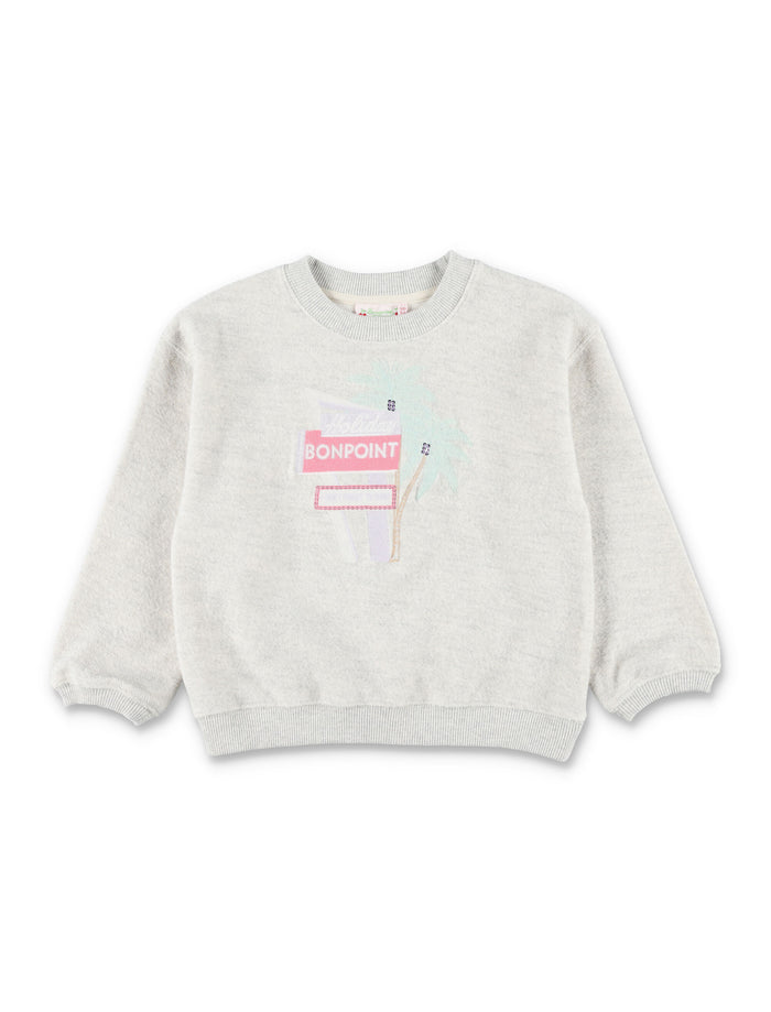 Bonpoint Tayla embroidered Holiday sweatshirt Heather Gray Cotton