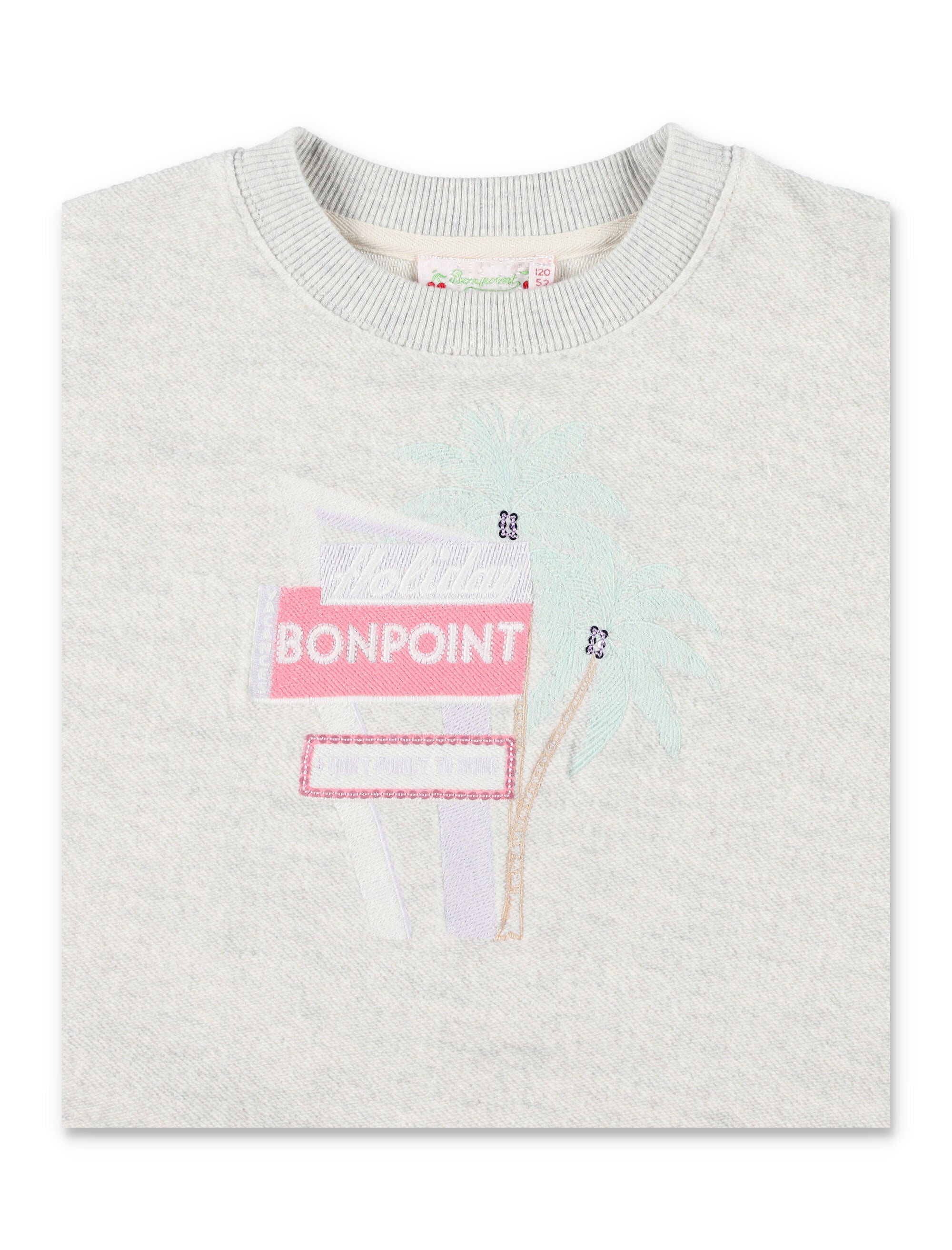 Bonpoint Tayla embroidered Holiday sweatshirt Heather Gray Cotton