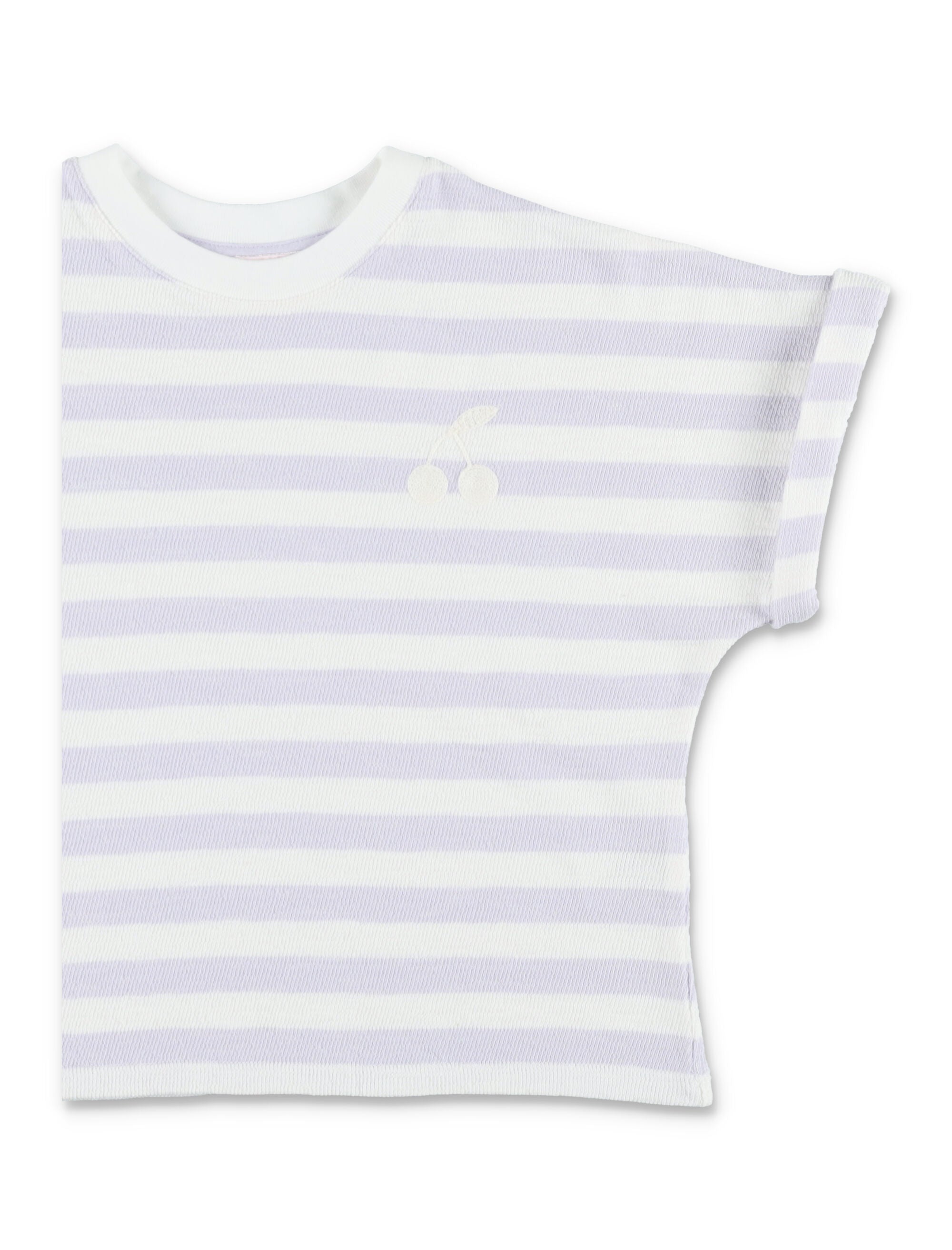 Bonpoint Farah Striped Knit Girls T-Shirt Lilac White Stripes Cotton