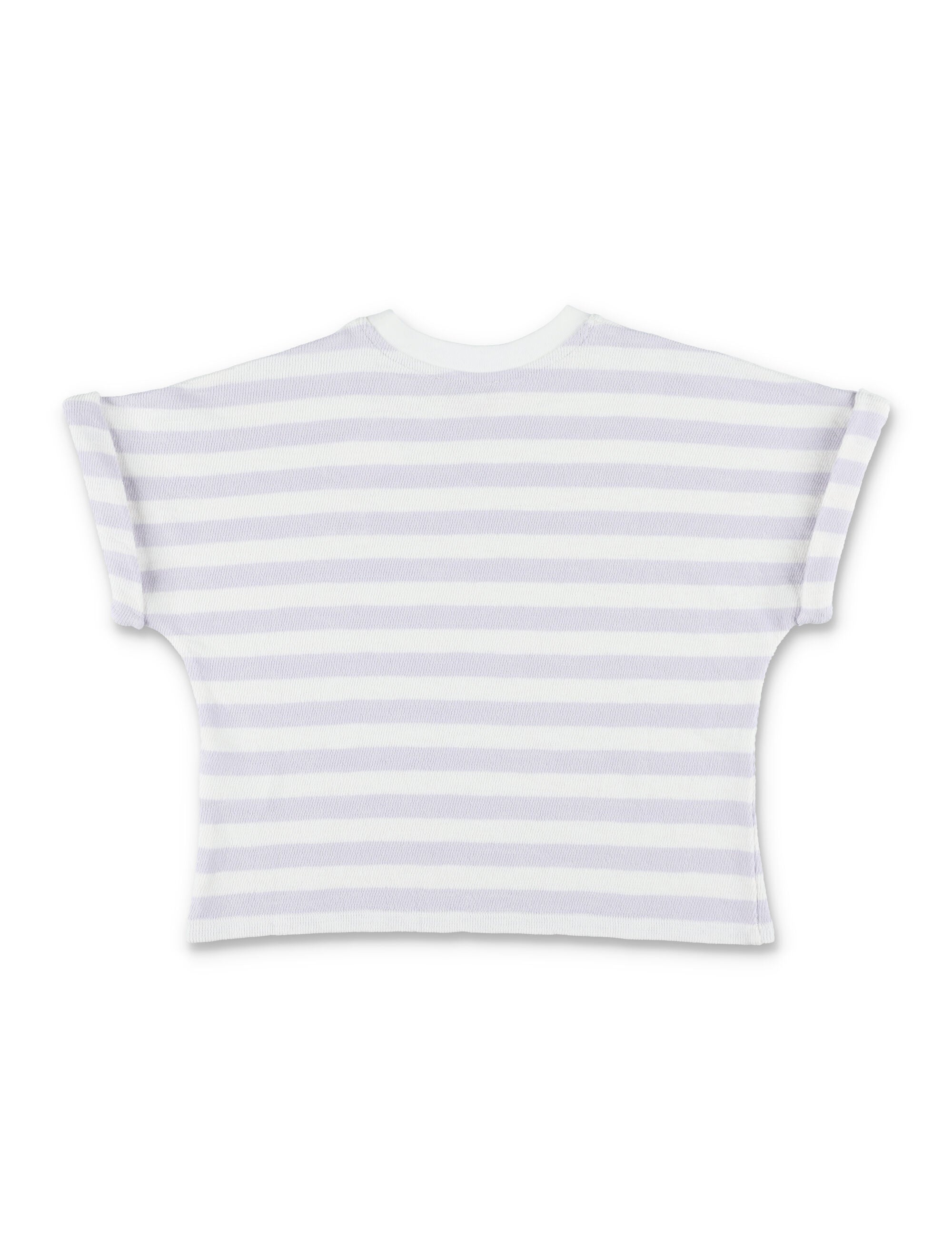 Bonpoint Farah Striped Knit Girls T-Shirt Lilac White Stripes Cotton