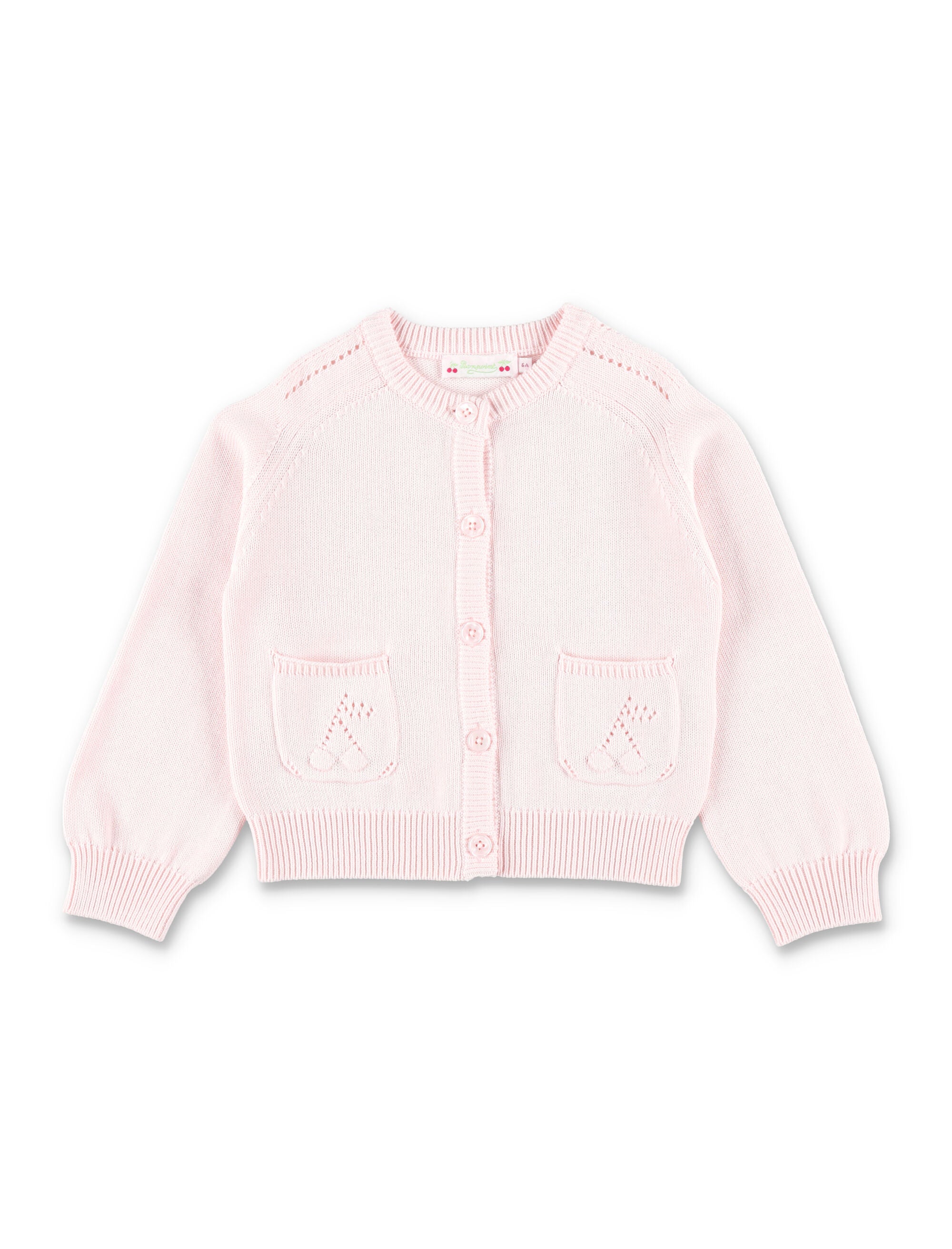 Bonpoint Cherry cotton knit cardigan for girls Upb Rose Petale Organic