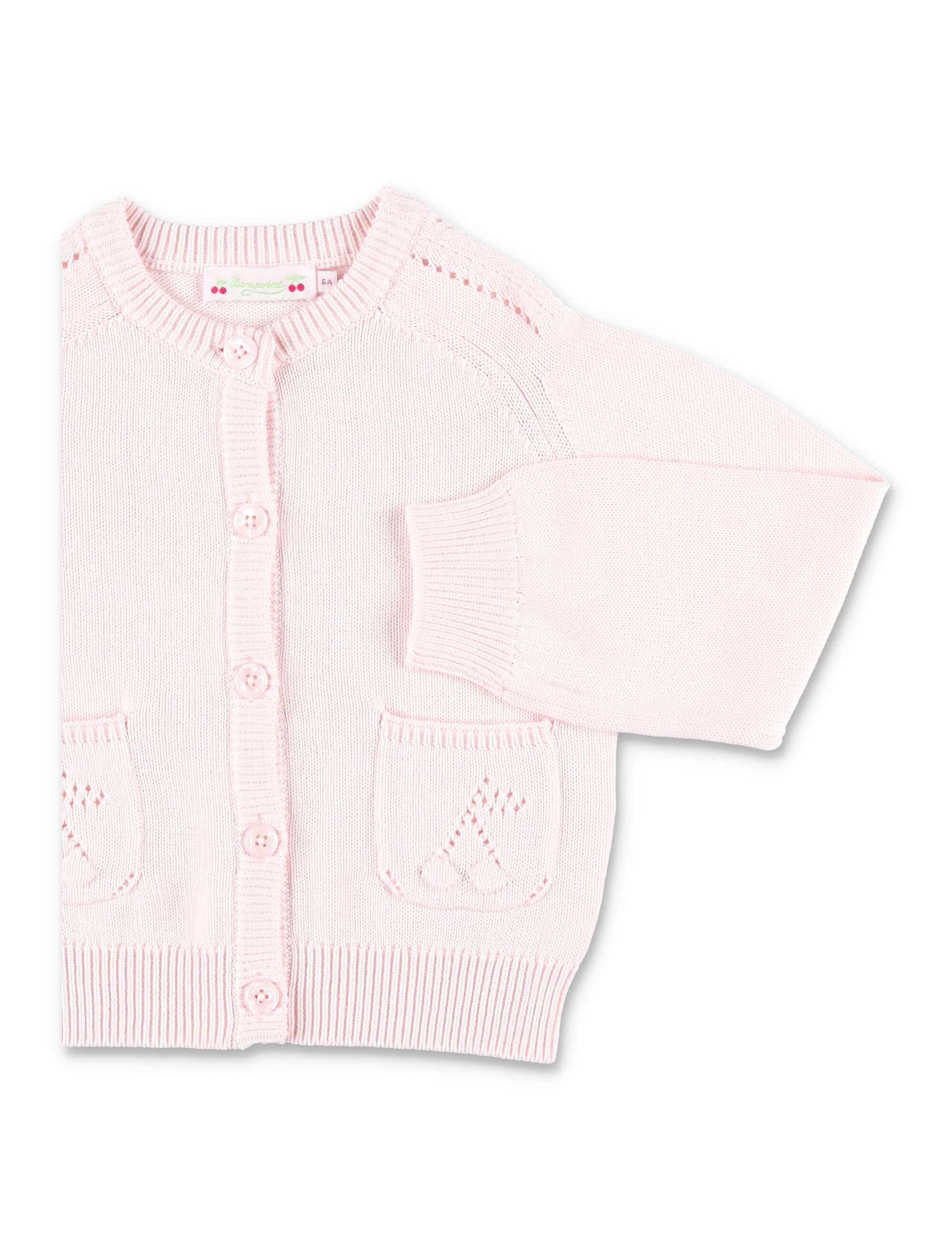 Bonpoint Cherry cotton knit cardigan for girls Upb Rose Petale Organic