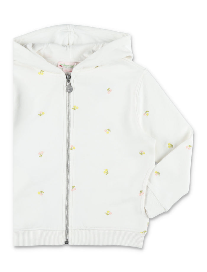 Bonpoint Talent Cherry girls hoodie Ecru Organic Cotton Sweatshirt