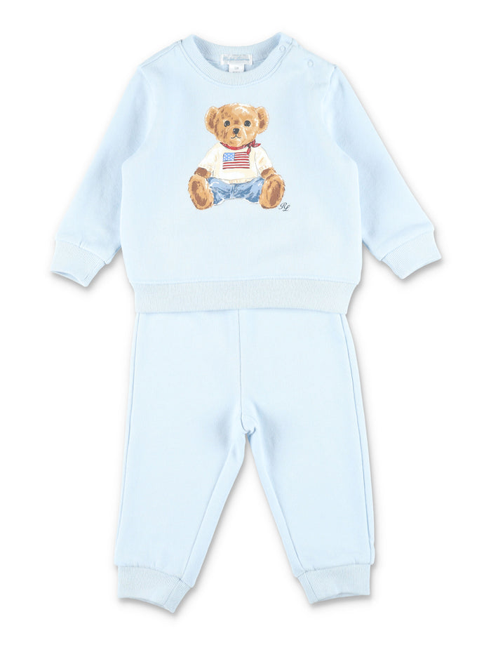 Polo Ralph Lauren Bear sweatshirt and pant set for kid Blue Cotton
