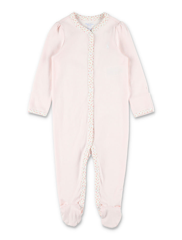 Polo Ralph Lauren baby girl floral-trim cotton coverall Pink Jumpsuit
