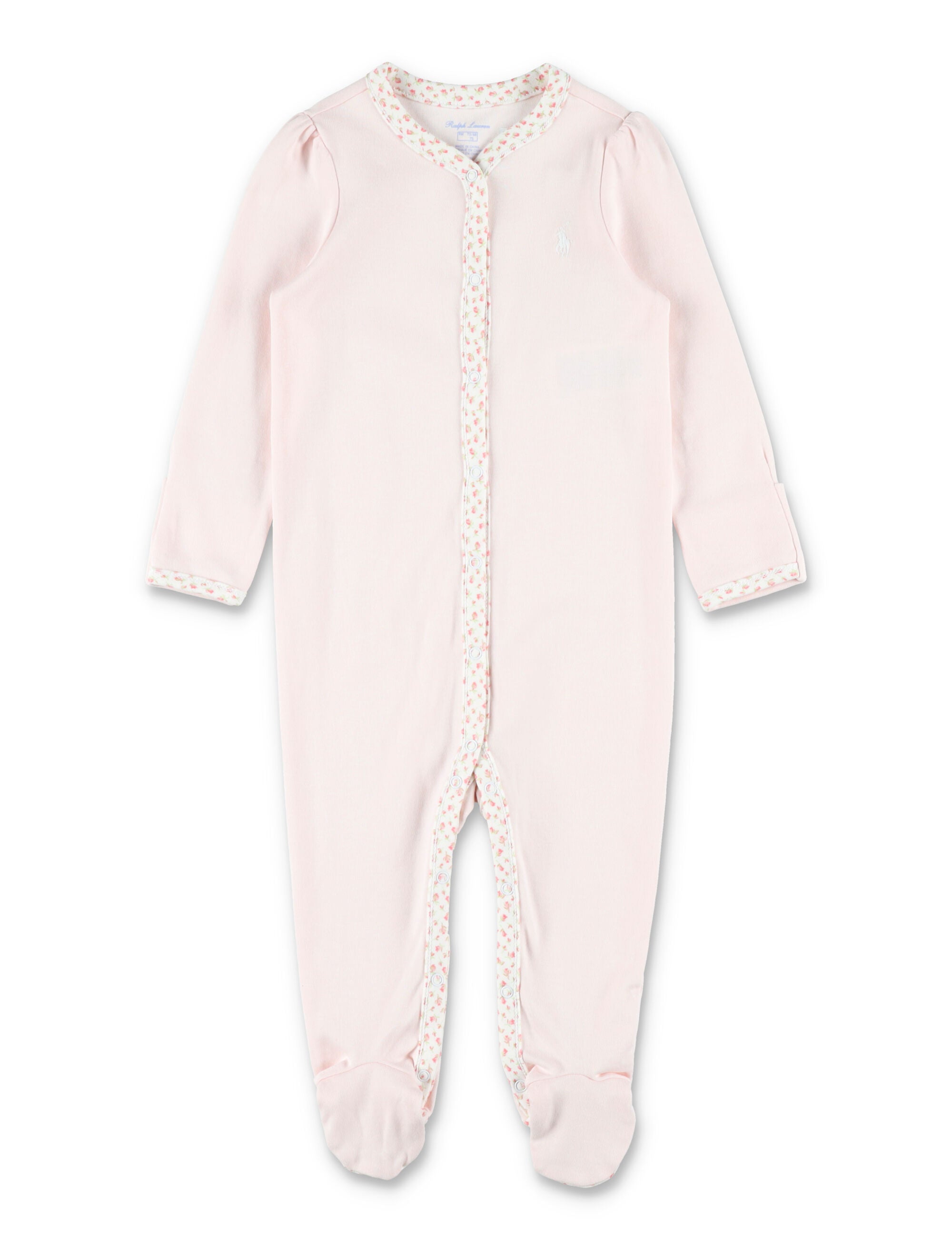 Polo Ralph Lauren baby girl floral-trim cotton coverall Pink Jumpsuit