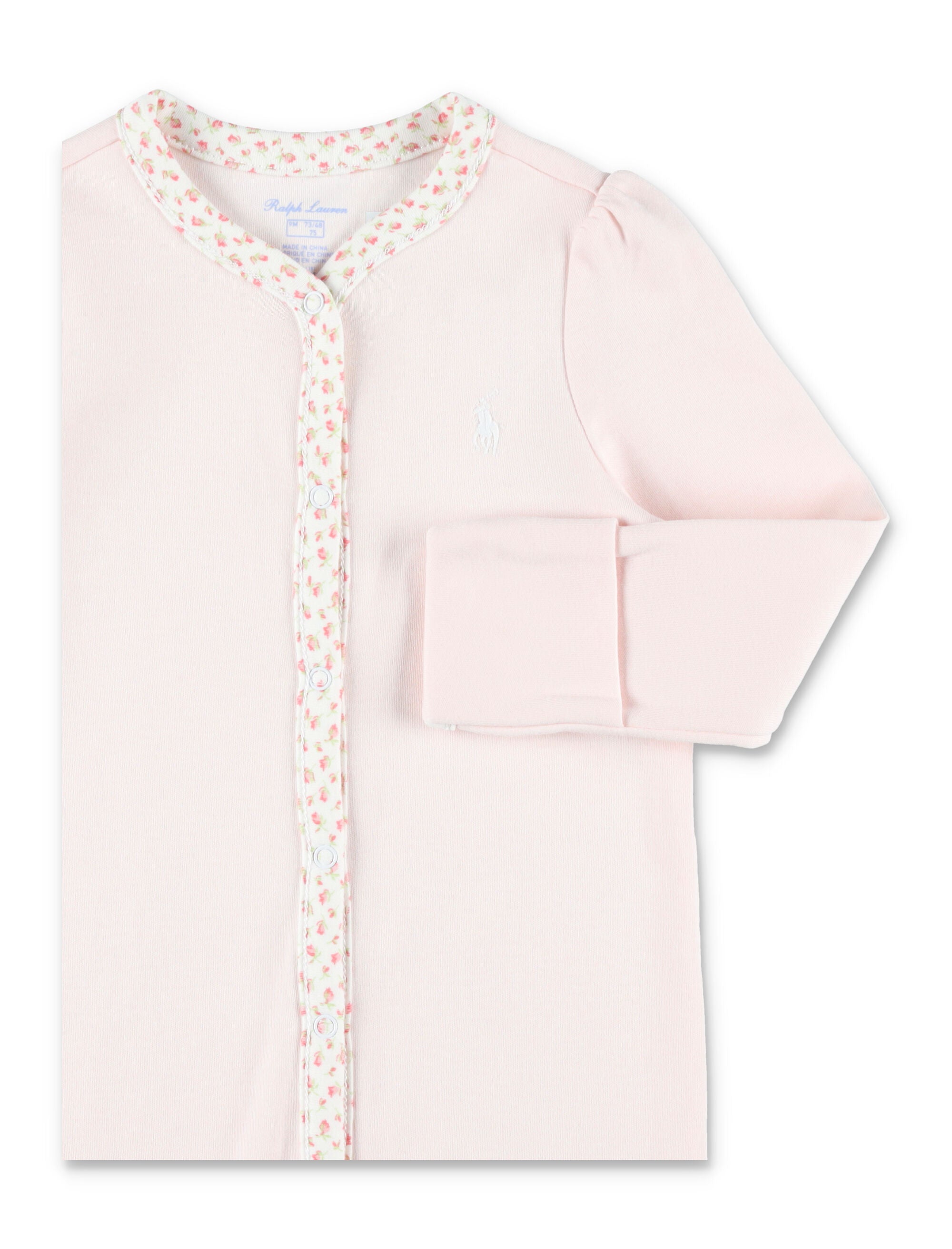 Polo Ralph Lauren baby girl floral-trim cotton coverall Pink Jumpsuit
