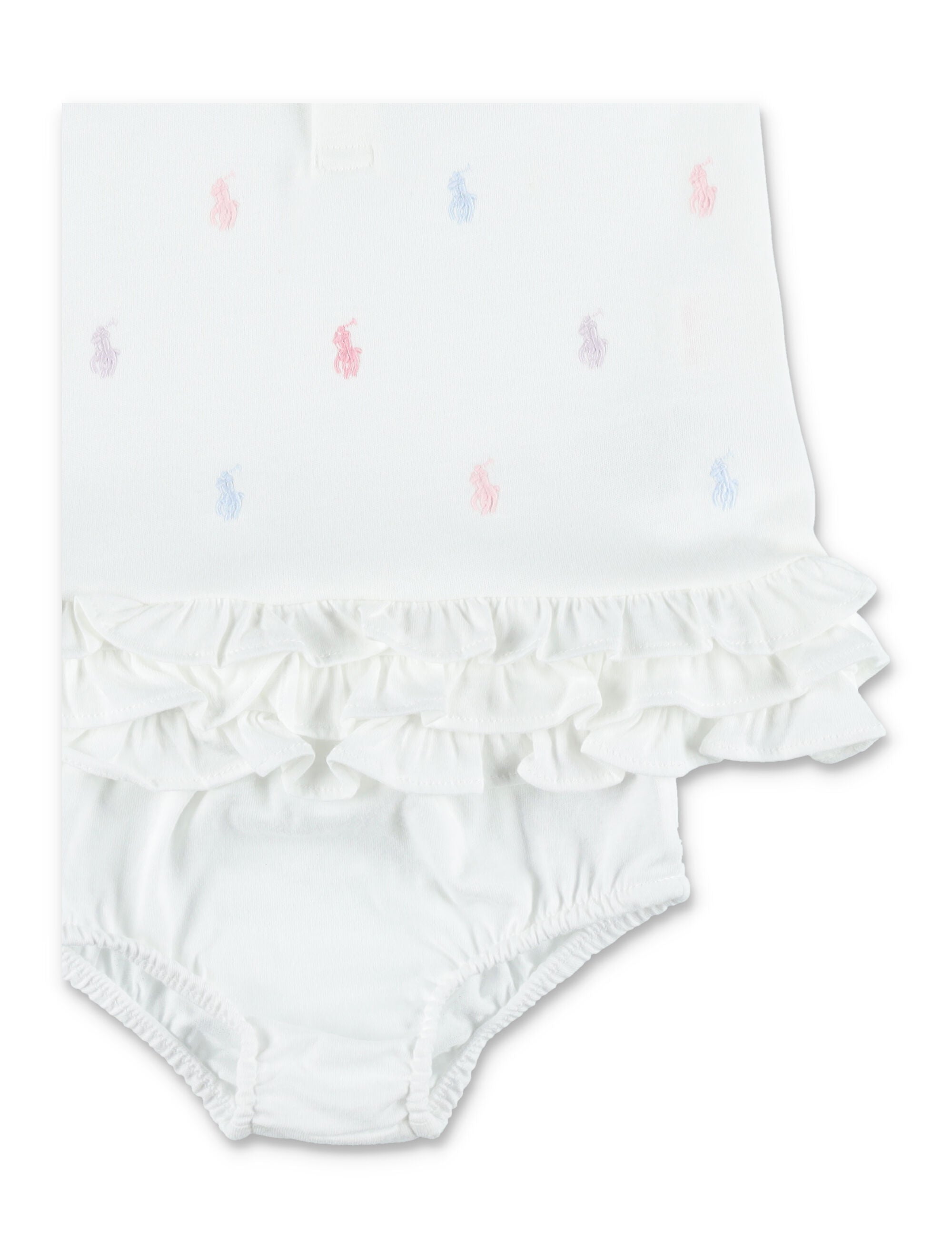 Baby girl Polo Ralph Lauren ruffled dress with bloomer White Cotton