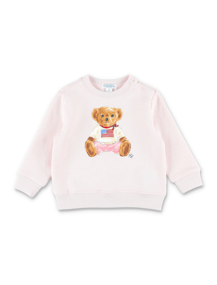 Polo Ralph Lauren Bear sweatshirt and pant set for kid Delicate Pink Cotton
