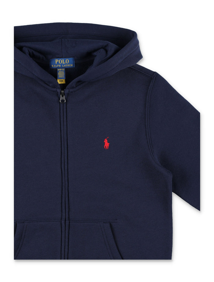 Polo Ralph Lauren kids full-zip hoodie Cruise Navy Cotton Sweatshirt