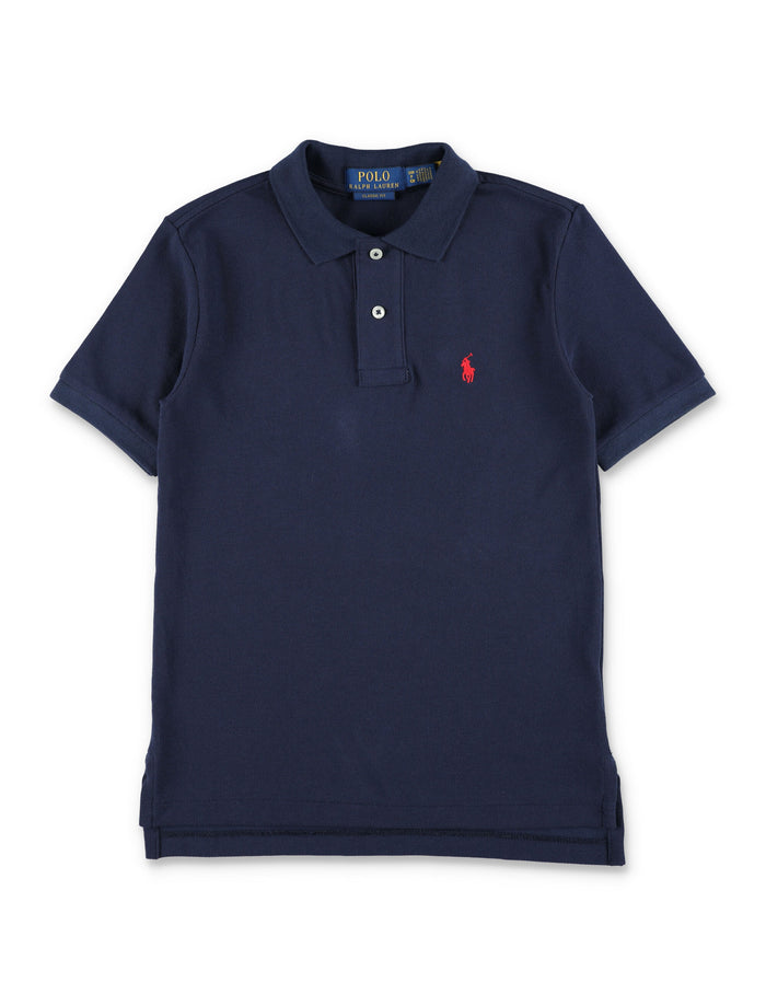 Polo Ralph Lauren kids slim fit cotton mesh shirt Refined Navy T-shirt
