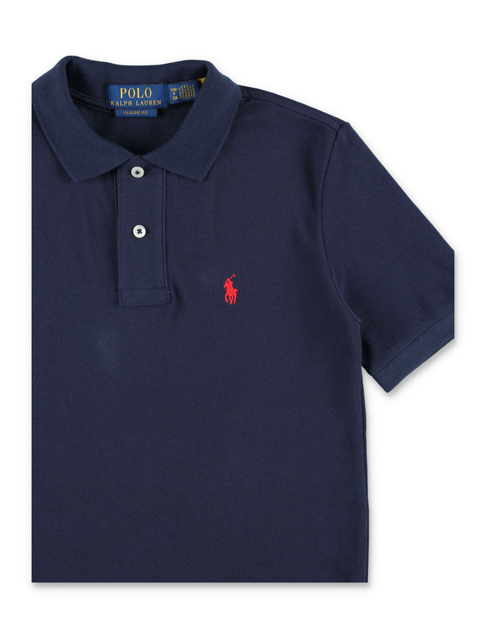 Polo Ralph Lauren kids slim fit cotton mesh shirt Refined Navy T-shirt