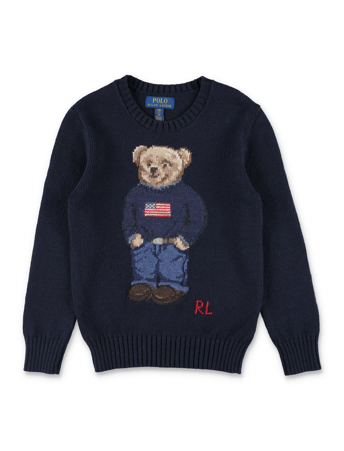 Polo Ralph Lauren Bear sweater for kids Navy Cotton