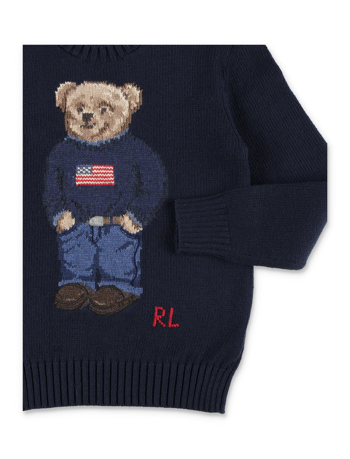 Polo Ralph Lauren Bear sweater for kids Navy Cotton