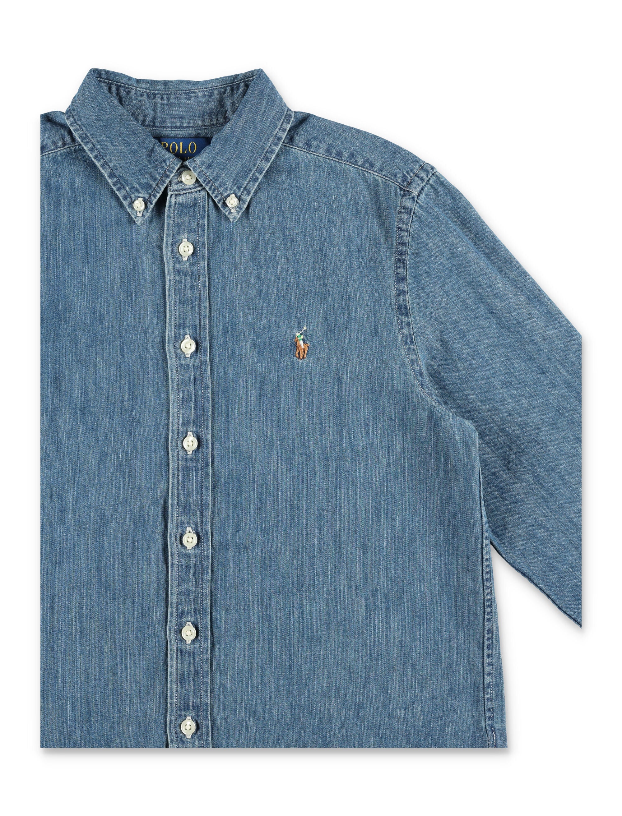 Polo Ralph Lauren girls indigo cotton Chambray Shirt Blue