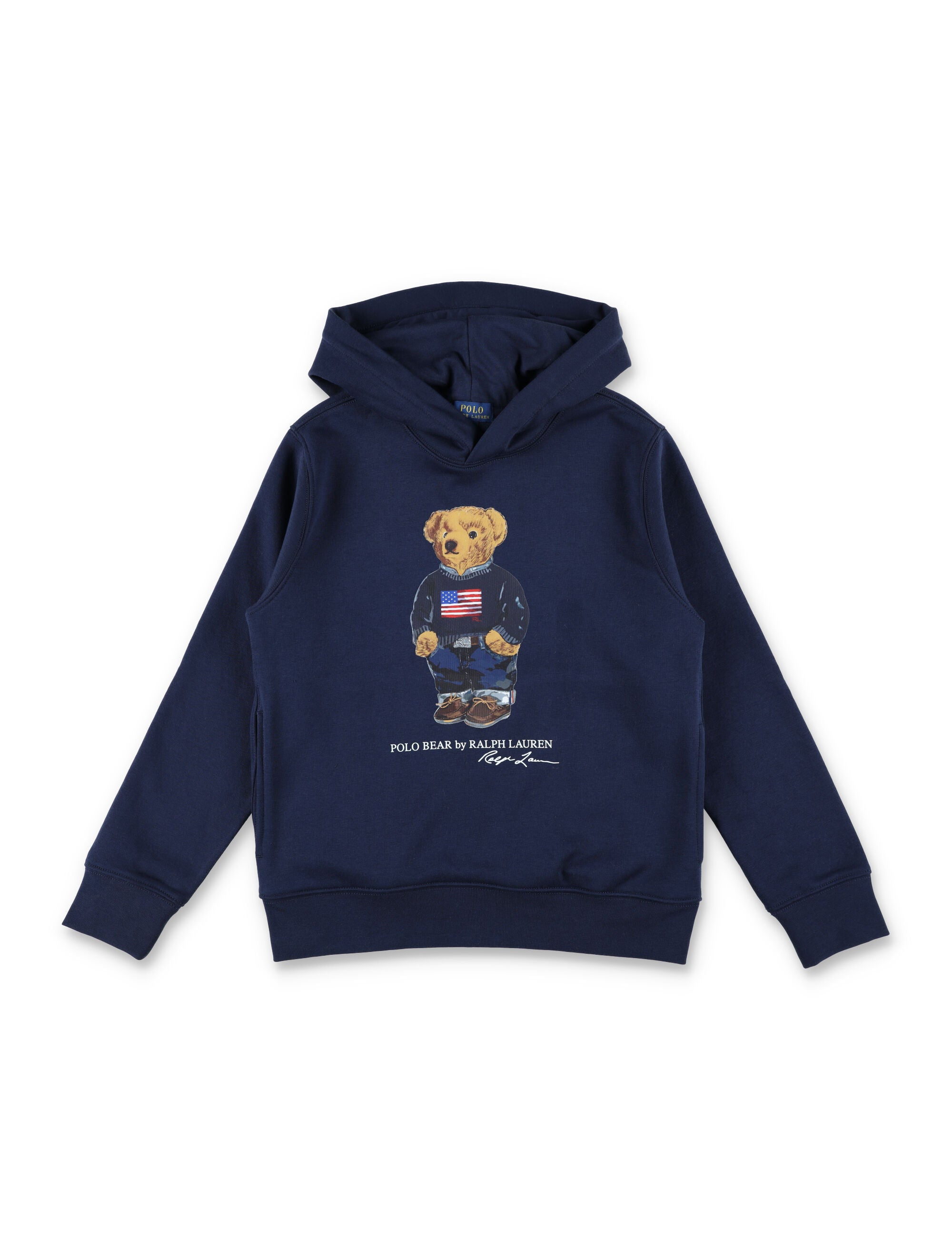 Polo Ralph Lauren kids hoodie with Bear print Cruise Navy Cotton Sweatshirt