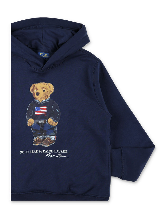 Polo Ralph Lauren kids hoodie with Bear print Cruise Navy Cotton Sweatshirt