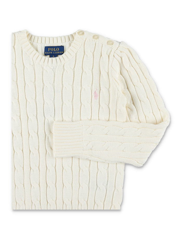 Polo Ralph Lauren Cable-Knit Cotton Sweater For Girls White