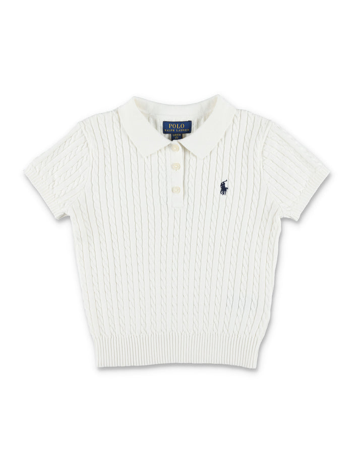 Polo Ralph Lauren girls mini-cable cotton sweater Paper White