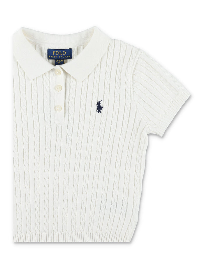 Polo Ralph Lauren girls mini-cable cotton sweater Paper White