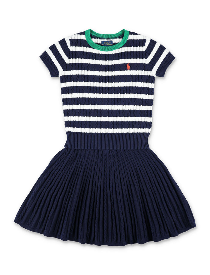 Polo Ralph Lauren girls striped cotton sweater and skirt set Navy