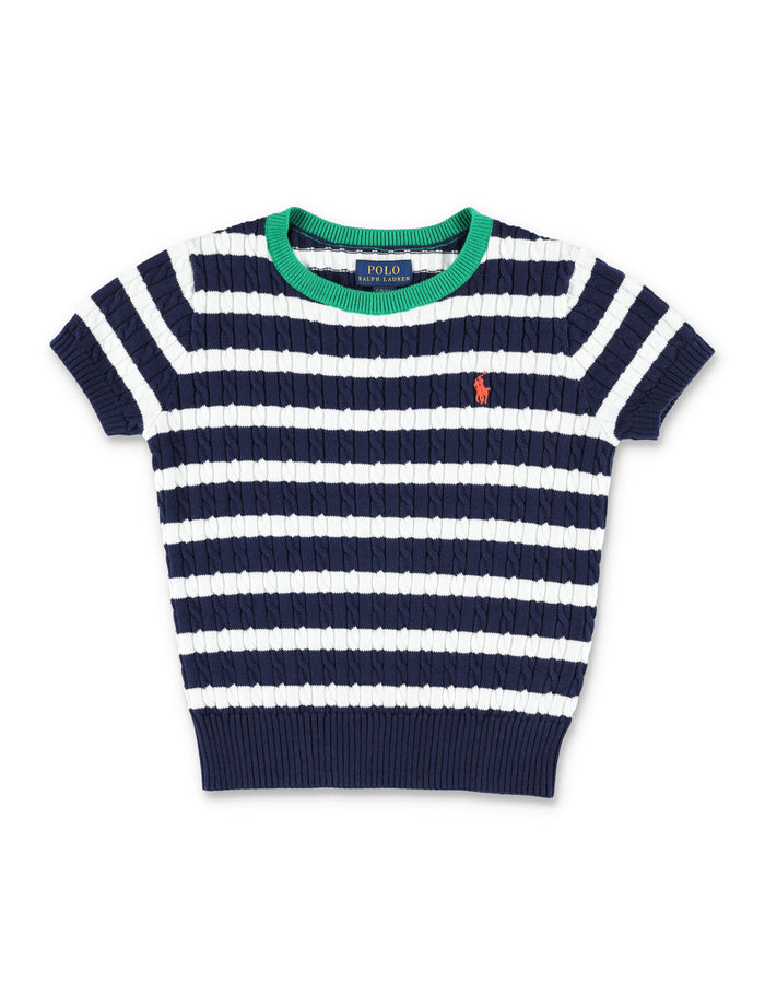 Polo Ralph Lauren girls striped cotton sweater and skirt set Navy