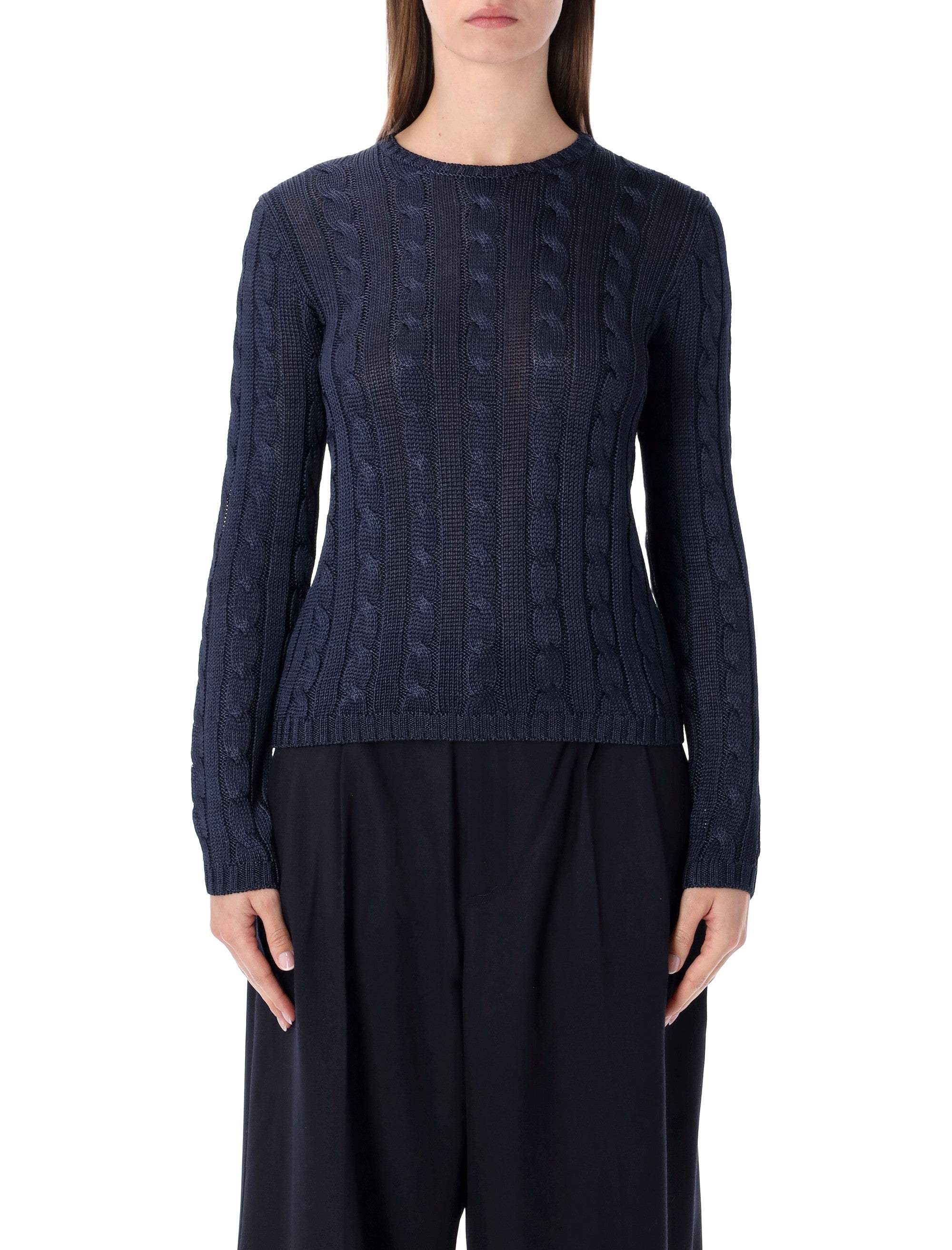 Ralph Lauren silk cable-knit sweater Icon Navy (tussah)