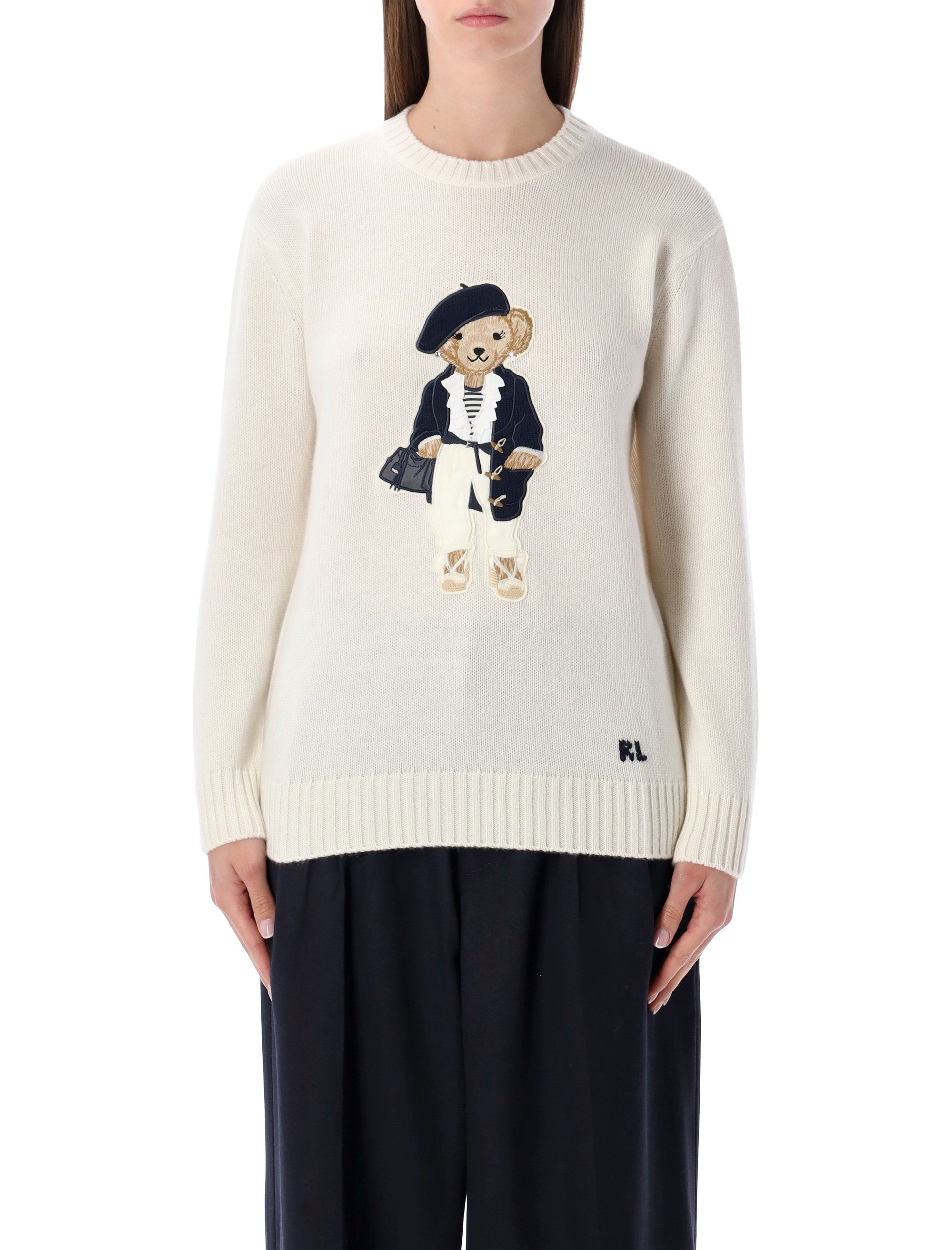 Ralph Lauren crewneck Polo Bear sweater Cream Cashmere