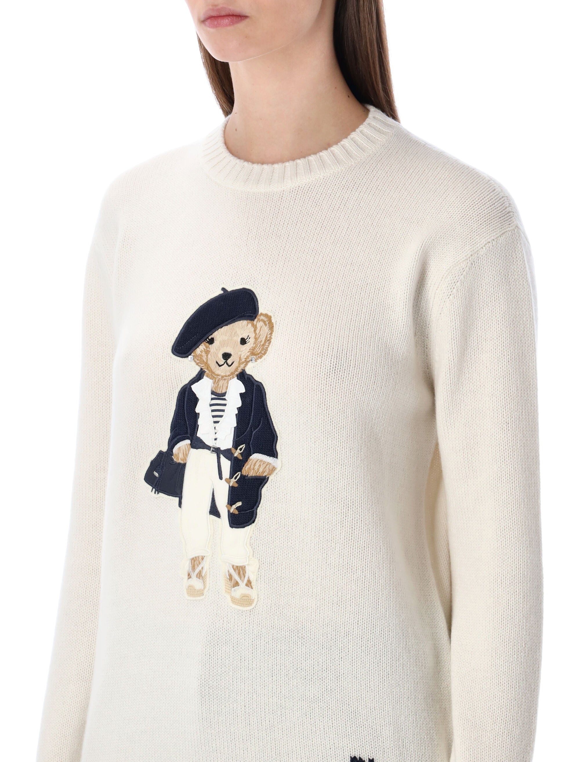 Ralph Lauren crewneck Polo Bear sweater Cream Cashmere