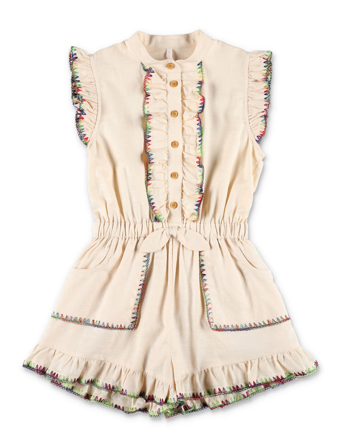 Kid - Lucky frill playsuit Ivory Cotton