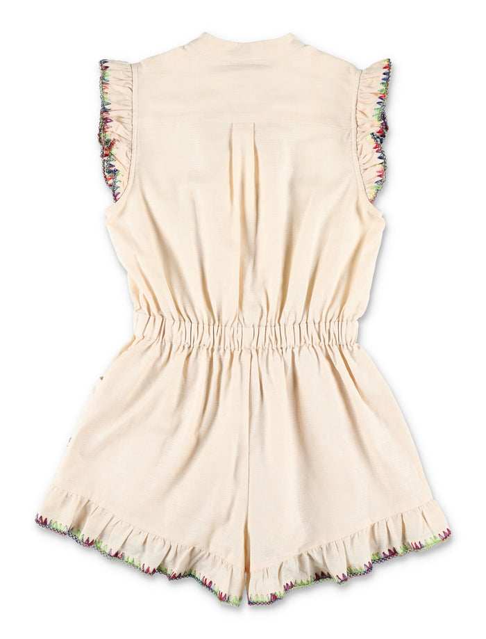 Kid - Lucky frill playsuit Ivory Cotton