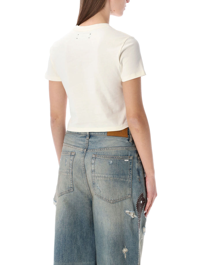 Amiri Hollywood Cotton Cropped Baby Tee Linen T-shirt