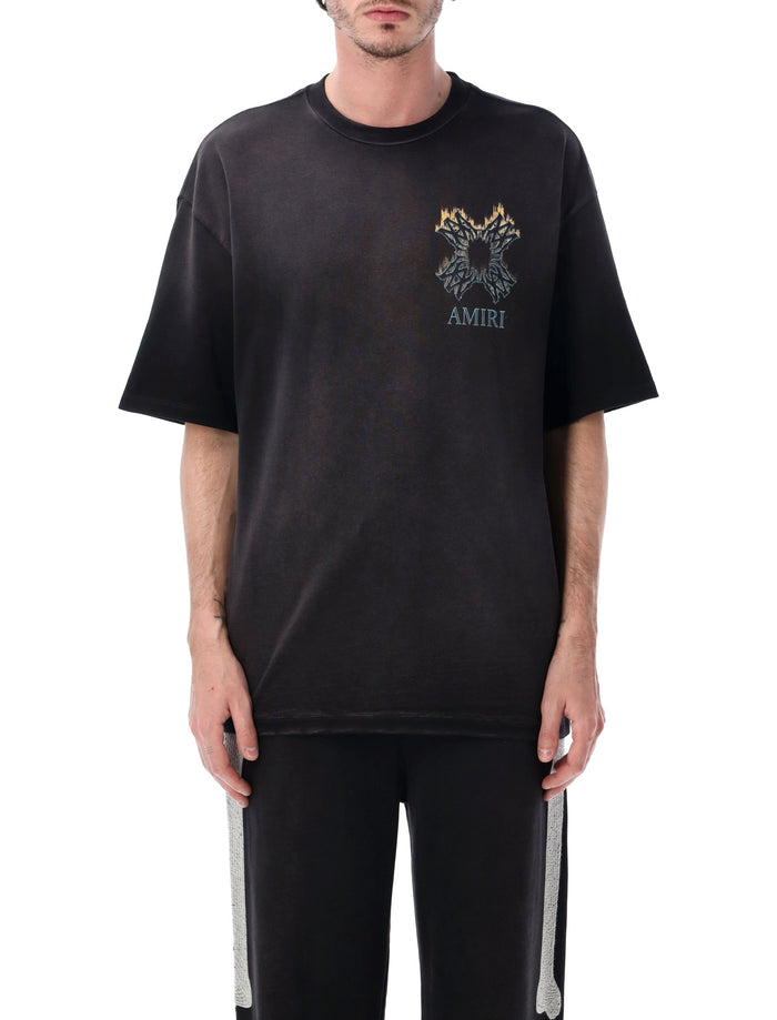 Amiri Quad Flames Oversized T-Shirt Black Cotton