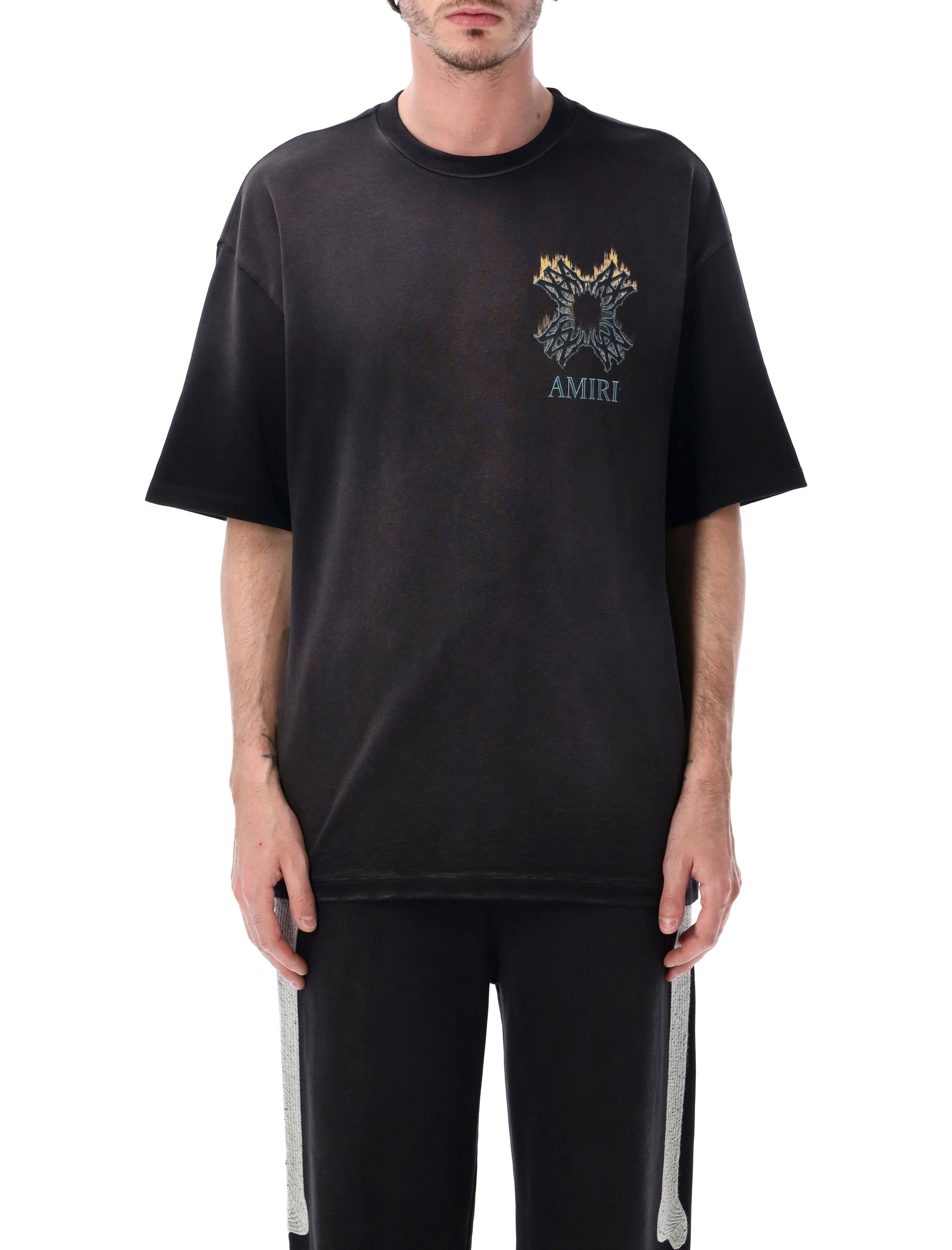 Amiri Quad Flames Oversized T-Shirt Black Cotton