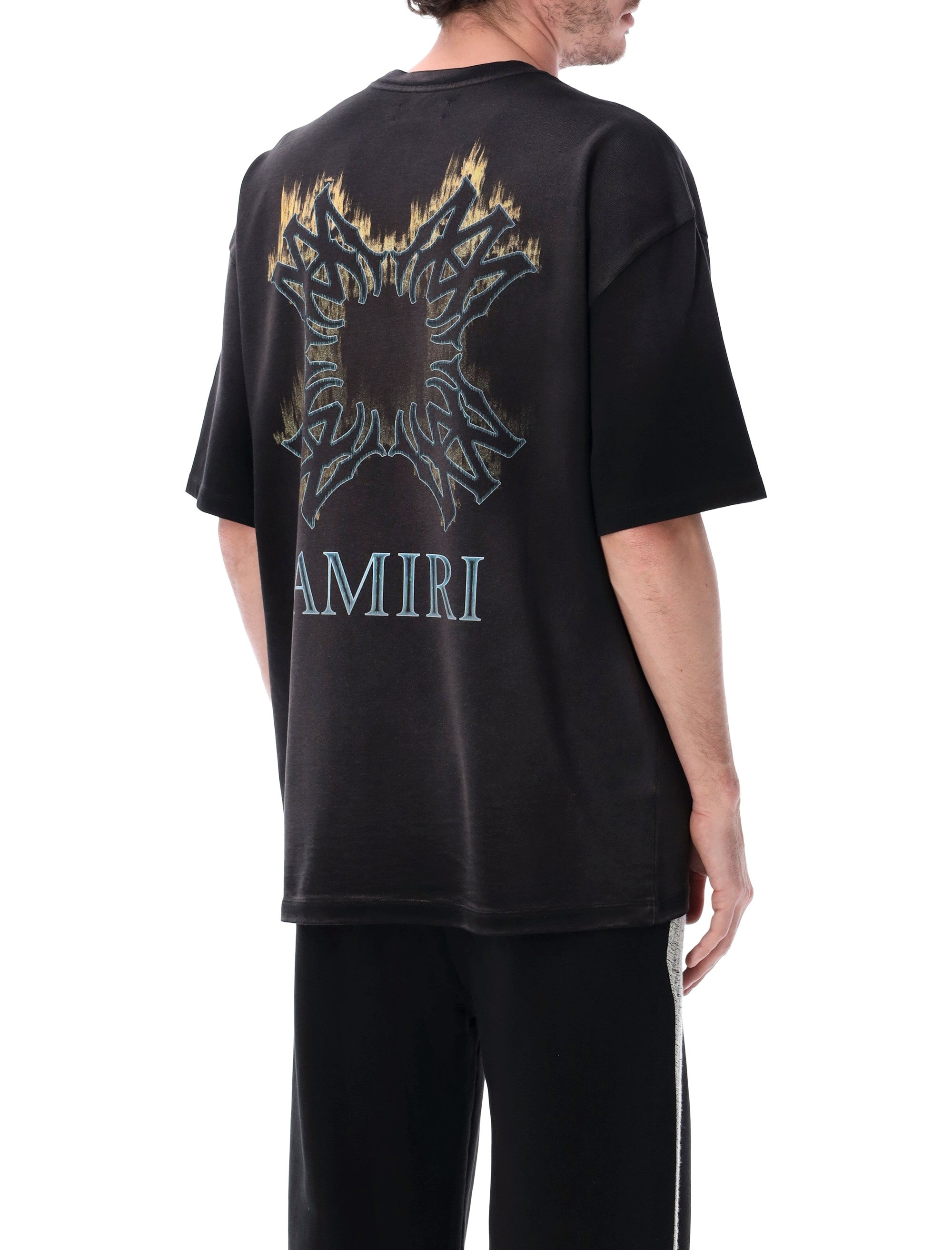 Amiri Quad Flames Oversized T-Shirt Black Cotton
