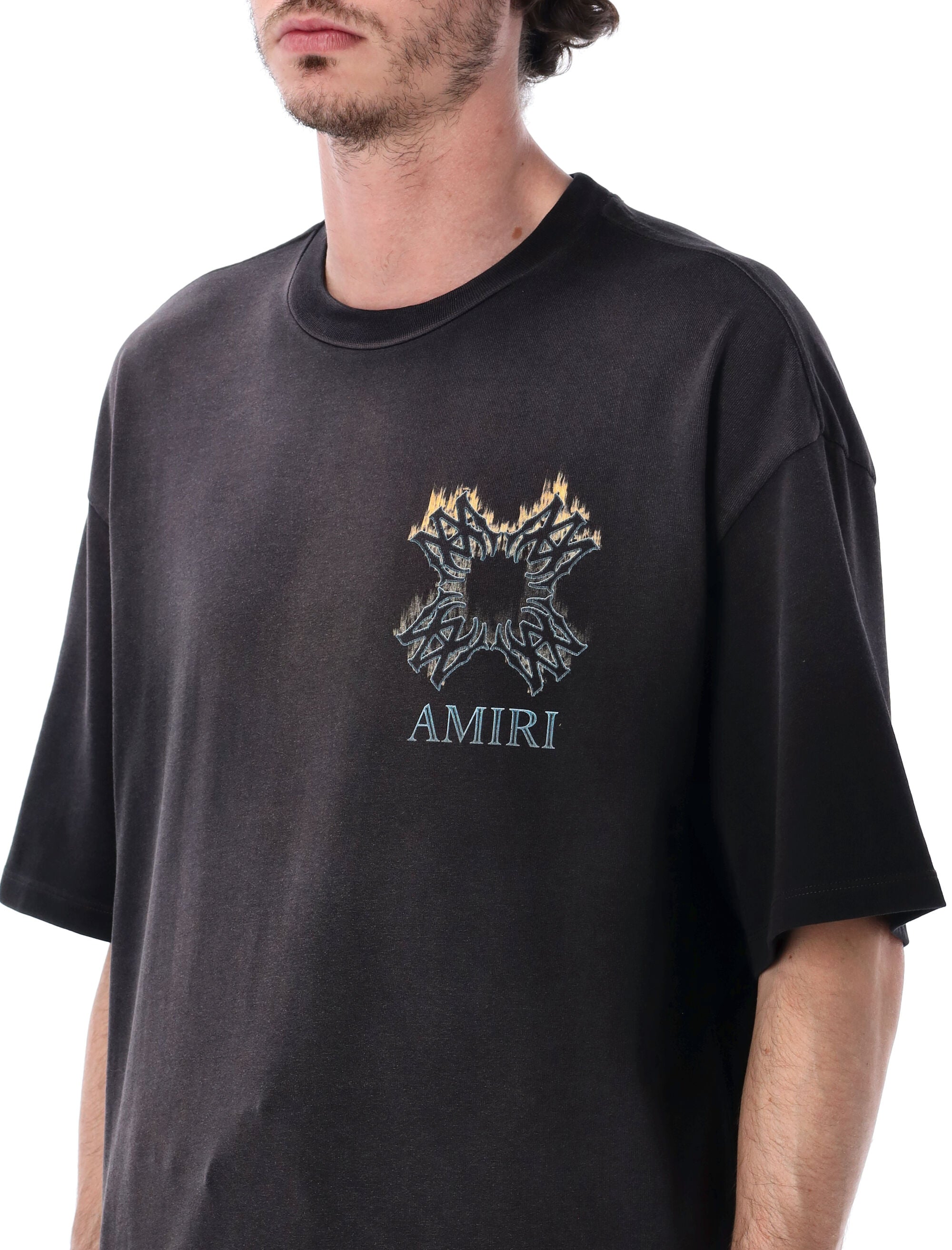 Amiri Quad Flames Oversized T-Shirt Black Cotton
