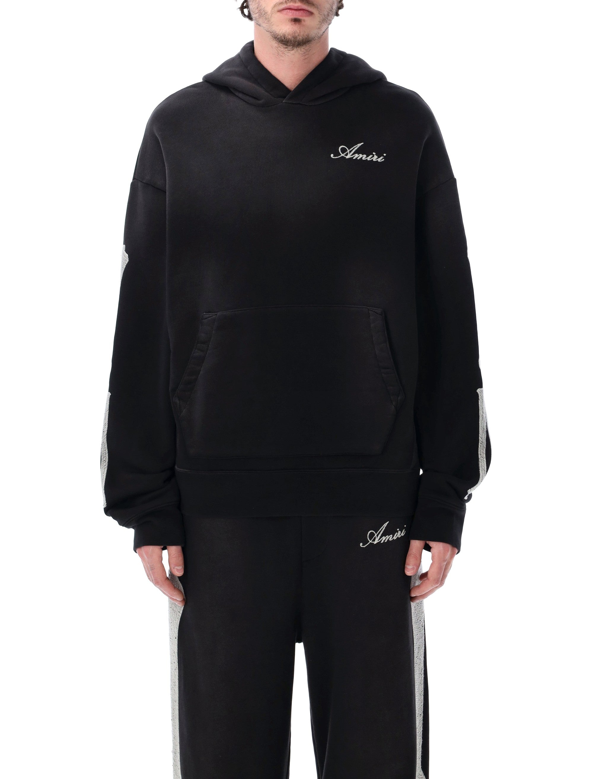 Amiri Bones Oversized Cotton Hoodie Black Sweatshirt