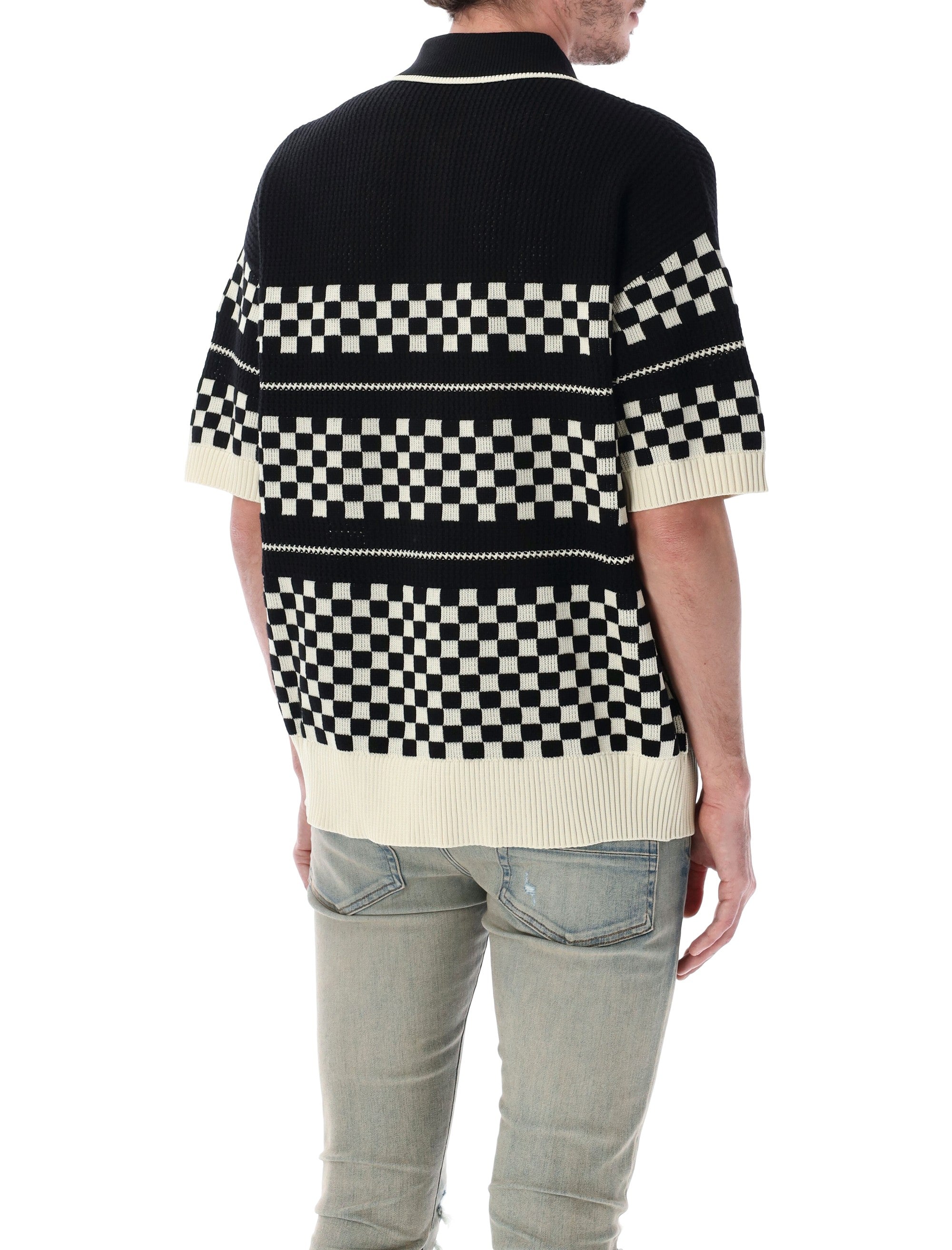 Amiri Checkered Mesh Wool Shirt Black Cardigan